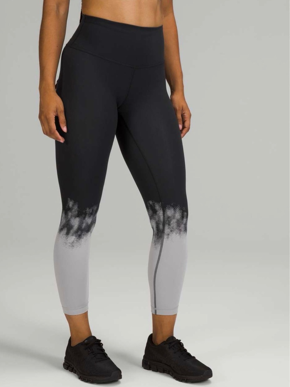Lululemon Wunder Train Black to Gray Ombre High-Rise Tights Leggings, 25” Inseam